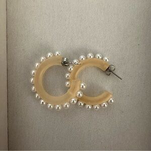 Pearl-Embellished Hoop Earrings
